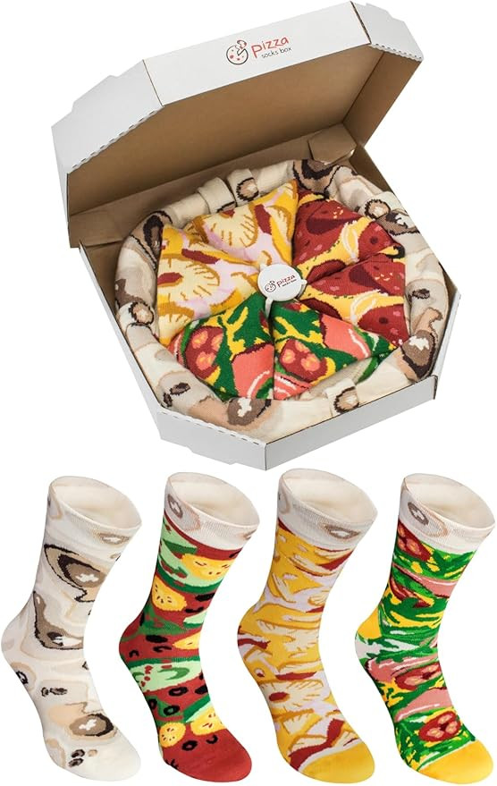 Rainbow Socks - Pizza Box Socks - 4 pairs MIX Hawaii Italian Pepperoni Cotton Socks - Made In Eur... | Amazon (US)