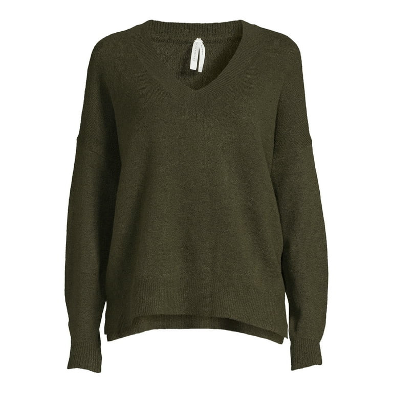 Dreamers by Debut Womens Oversized V-Neck Long Sleeve Pullover Sweater | Walmart (US)