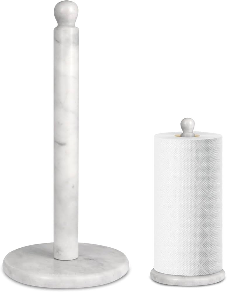 Handmade Marble Paper Towel Holder - 12" Upright Paper Roll Dispenser with Heavy Non-Slip Base fo... | Amazon (US)