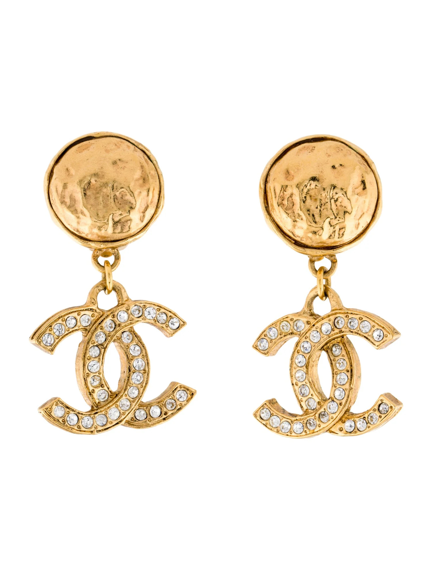 Chanel Vintage Strass CC Drop Clip-On Earrings - Clip-On, Earrings - CHA1403223 | The RealReal | The RealReal