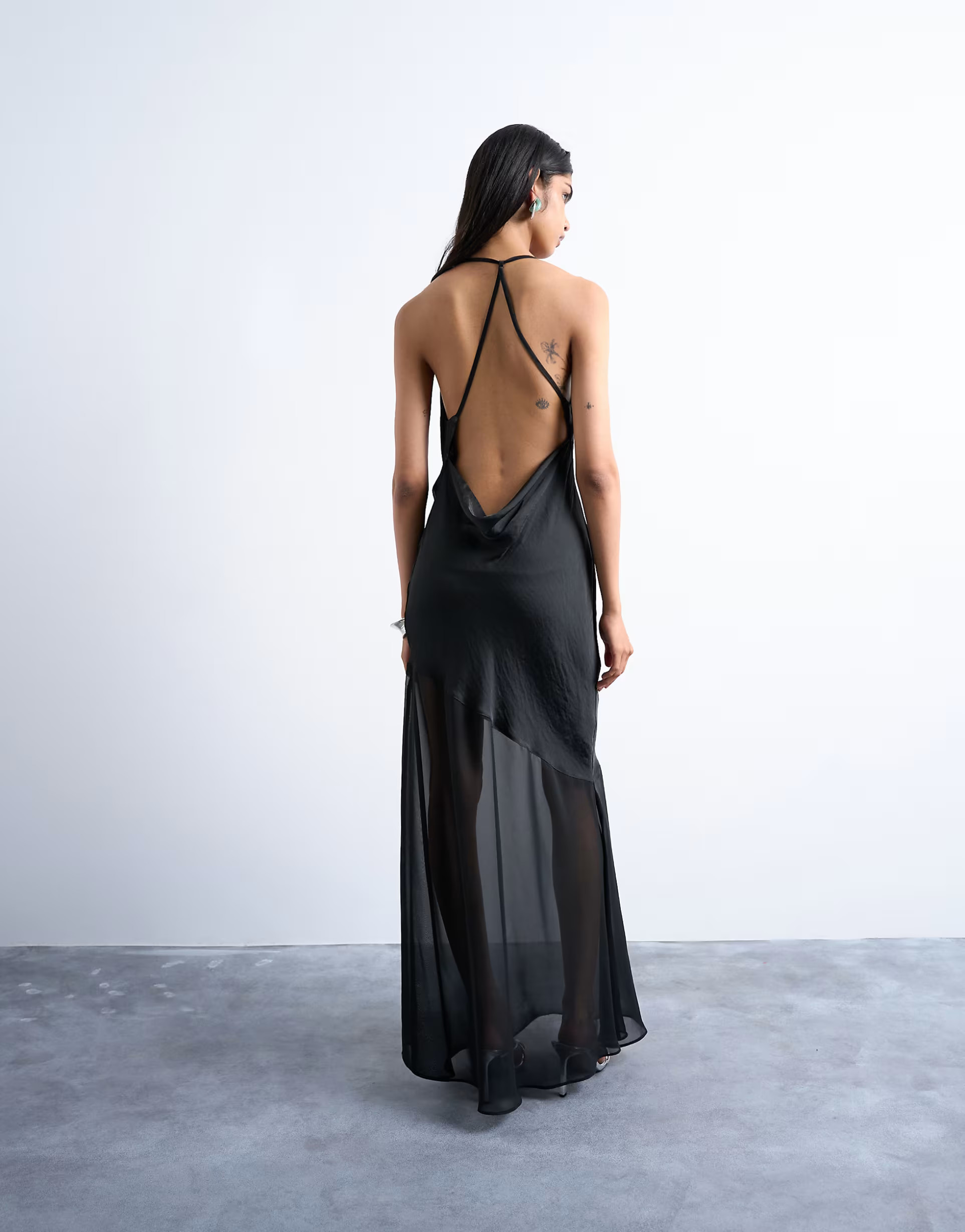 Topshop occasion mixed fabric cowl neck dress in black | ASOS (Global)