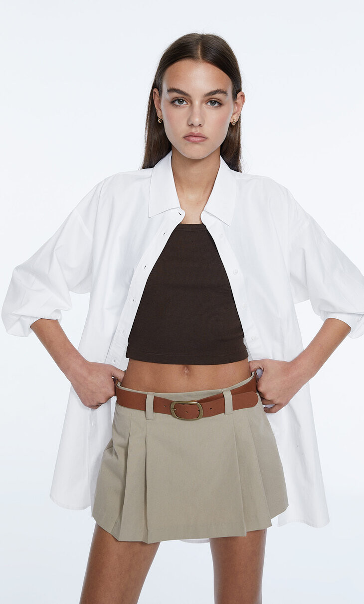 Long poplin shirt - Women's fashion | Stradivarius United Kingdom | Stradivarius (UK)