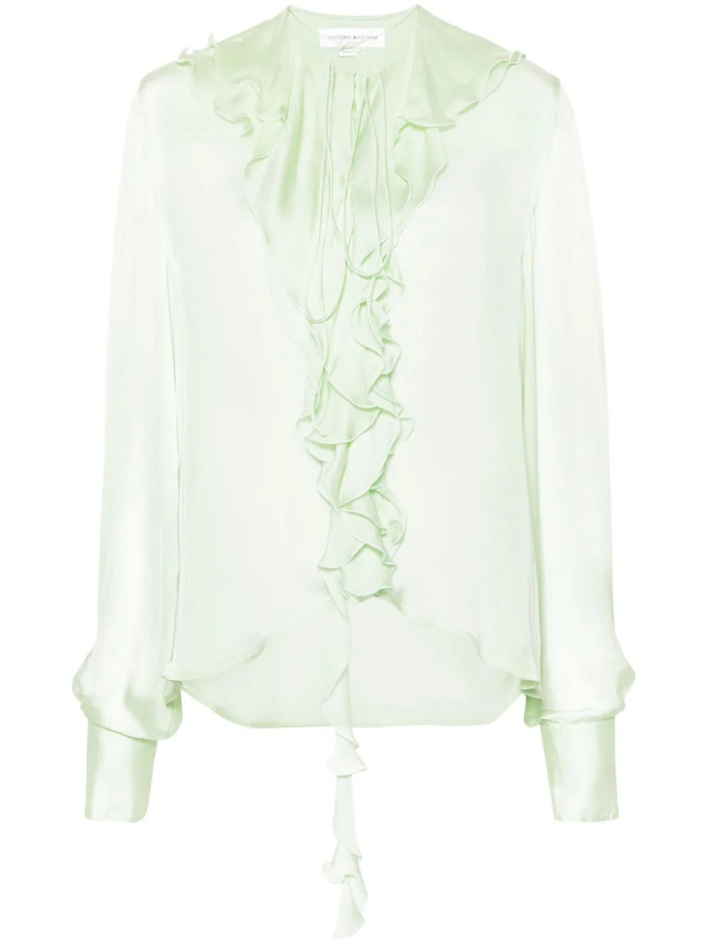 Victoria Beckham Romantic semi-sheer ruffled shirt - Green | Farfetch Global