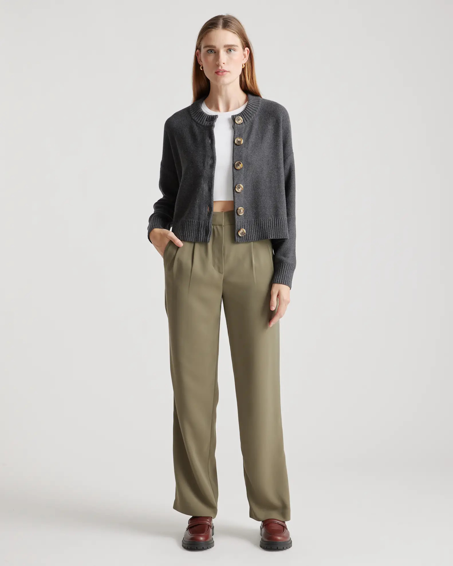 100% Organic Cotton Cropped Cardigan | Quince
