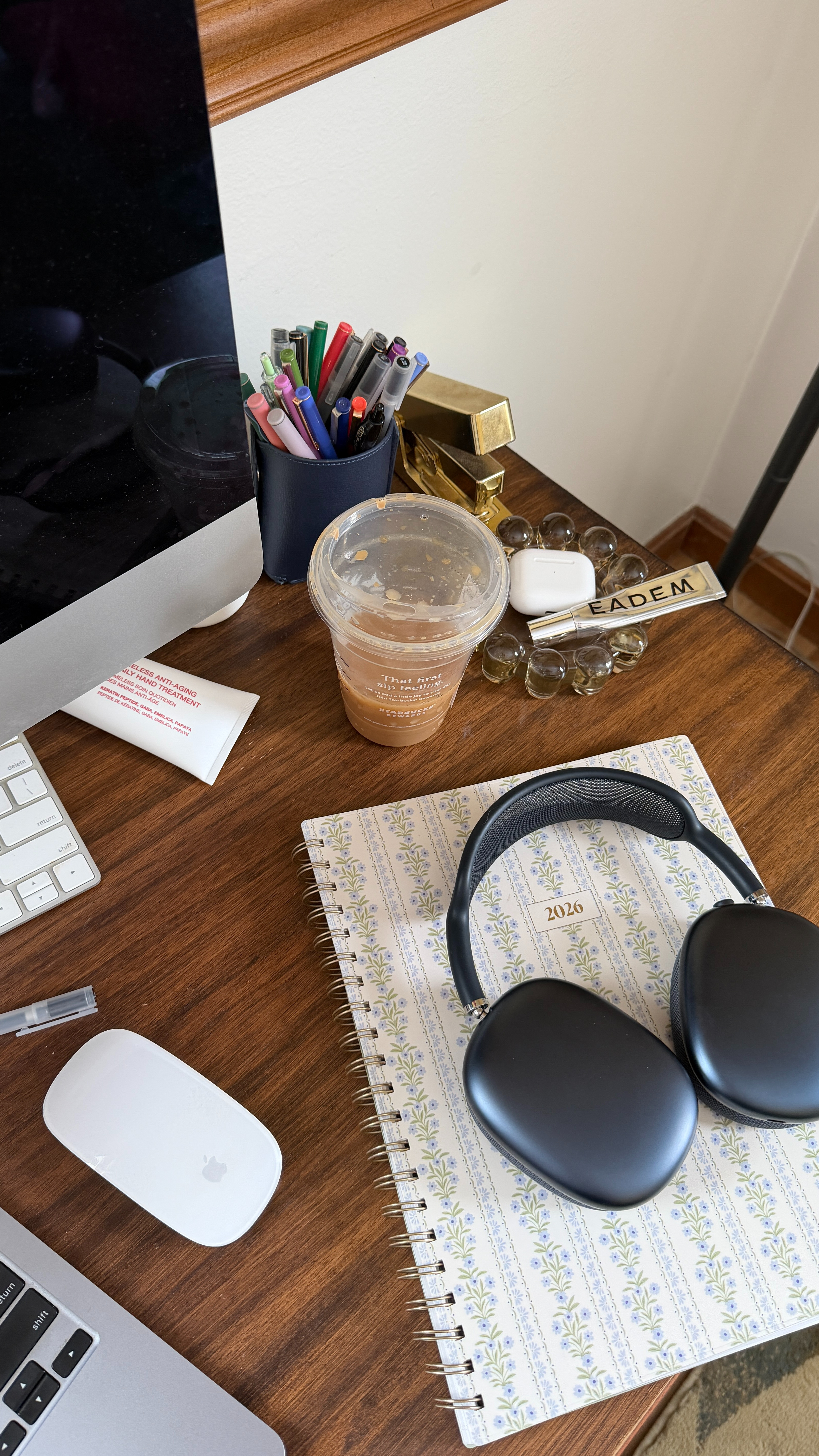 Desk details! Love this bubble candle dish for keeping small items organized on my desk (but can also be used for a candle or as a coaster!).  

 #LTKdayinmylife #LTKHome