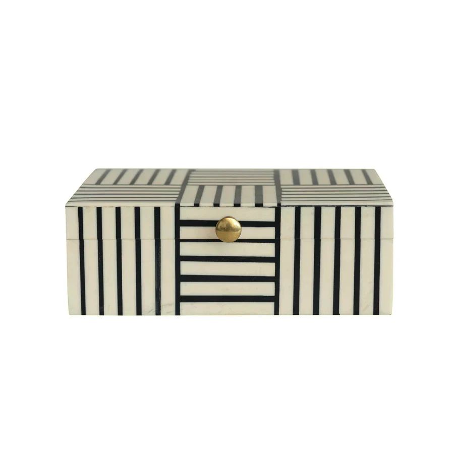 Black & White Striped Resin Box | Modern Locke