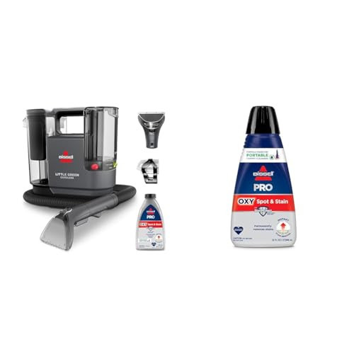 BISSELL Little Green Cordless SmartMix, Powerful Cordless Suction, HydroRinse Self-Cleaning Hose Tool + Bissell Professional Spot and Stain + Oxy Portable Machine Formula, 32 oz, Single, 32 Fl Oz | Amazon (US)