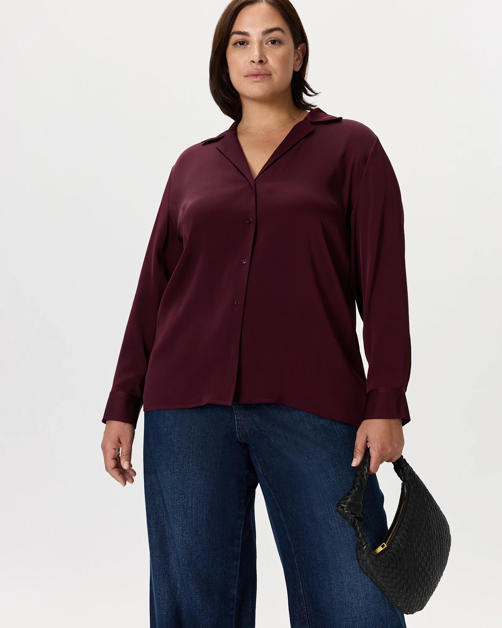 Washable Stretch Silk Notch Collar Blouse | Quince