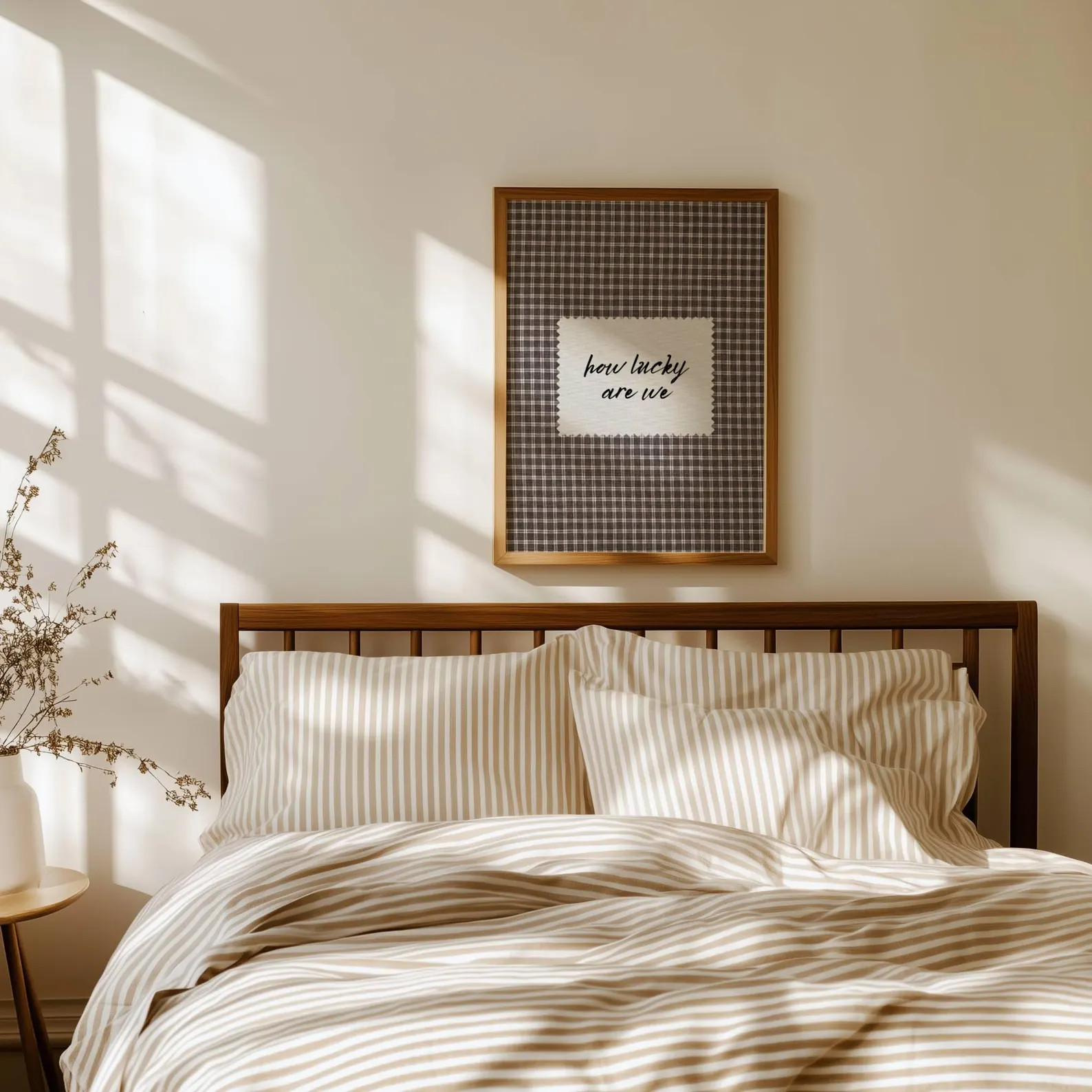 Rustic Brown Gingham How Lucky Are We Hand Written Wall Art Western Digital Download Trendy Decor... | Etsy (US)