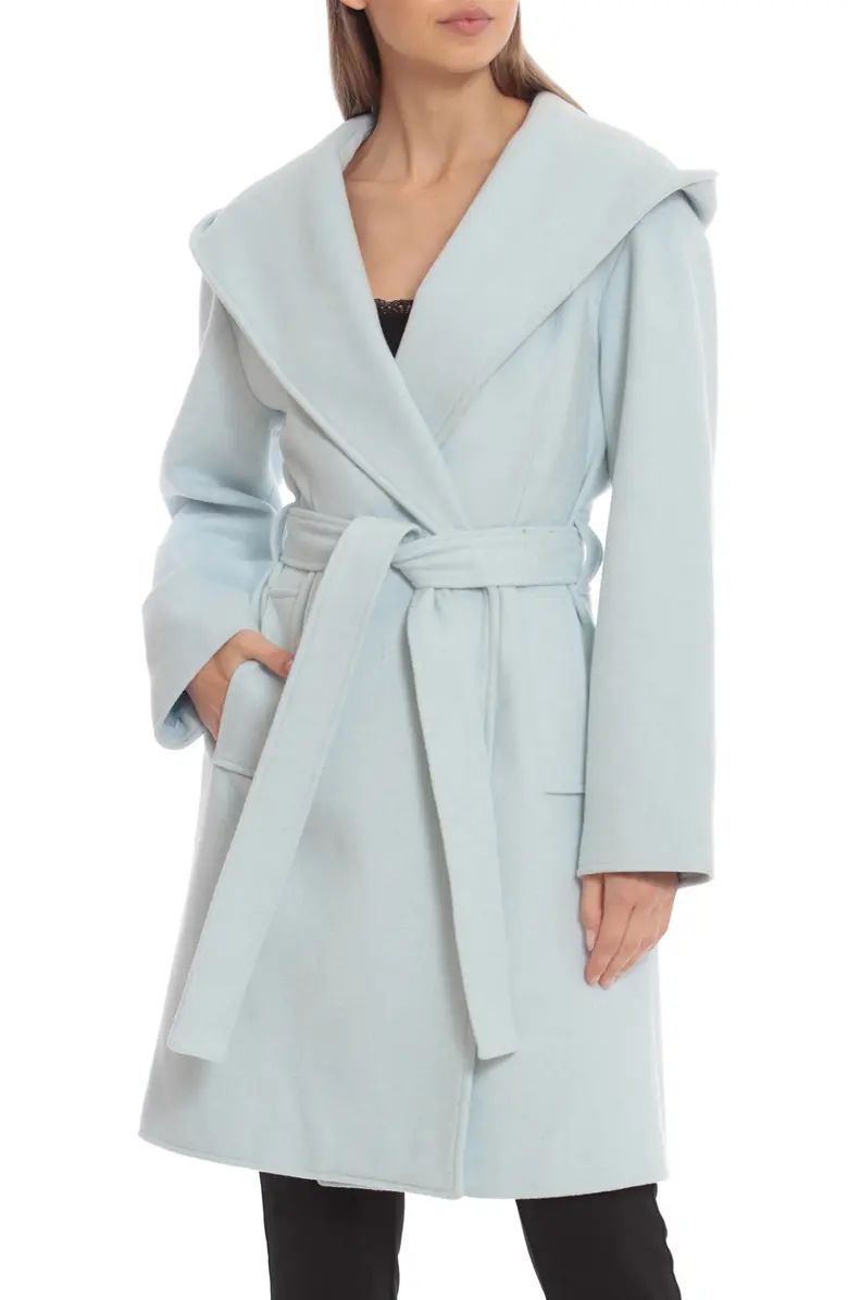 Belted Hooded Twill Wrap Coat | Nordstrom