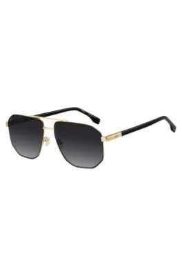 BOSS Gold-tone sunglasses with black trim - Men's Glasses & Sunglasses | Hugo Boss (US)