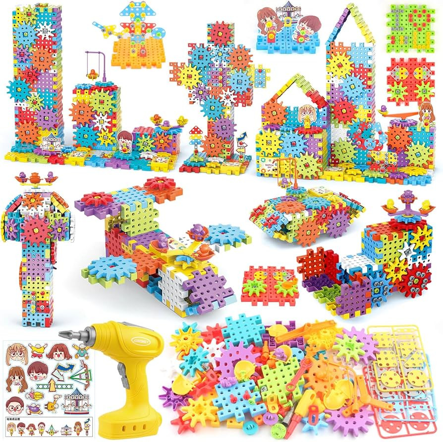 Building Toys, 234 Pieces Upgrade Gear Building Blocks Set Kids Tool Set with Electric Drill, Con... | Amazon (US)