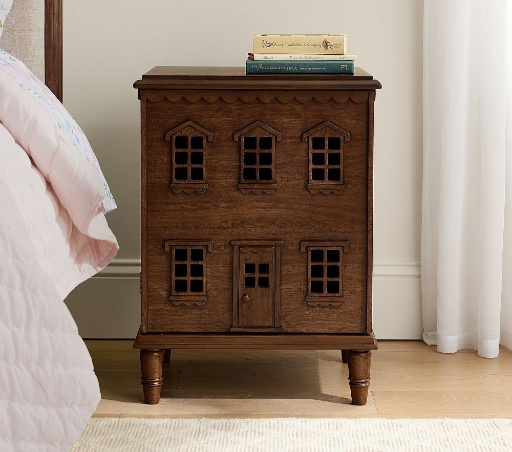 Is this not the cutest dollhouse nightstand?! 
#toddlerroom #babygirl #girlsroom #nightstand #dollhouse 

#LTKHome #LTKBaby