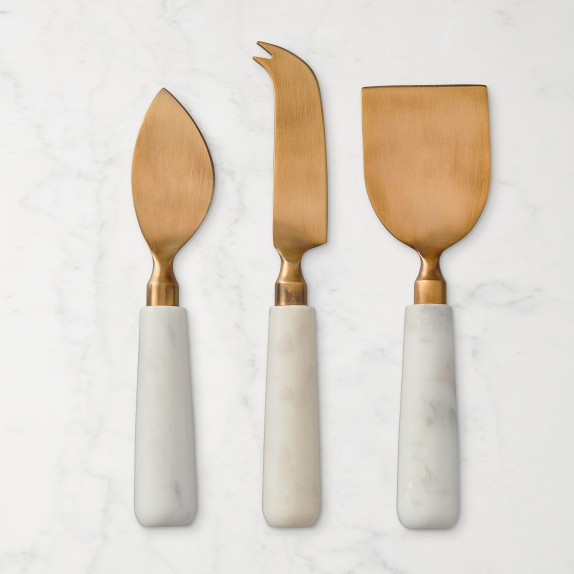 Marble &amp; Brass Cheese Knives, Set of 3 | Williams-Sonoma