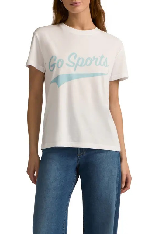 Favorite Daughter Go Sports Graphic T-Shirt in White W/Baby Blue at Nordstrom, Size Medium | Nordstrom