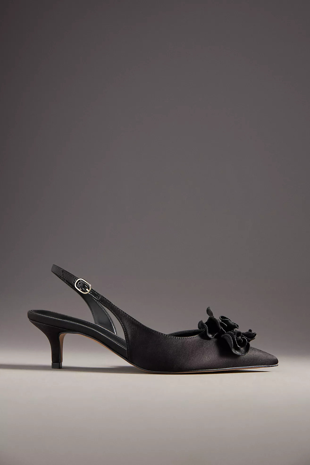 Maeve Floral Satin Slingback Heels | Anthropologie (US)