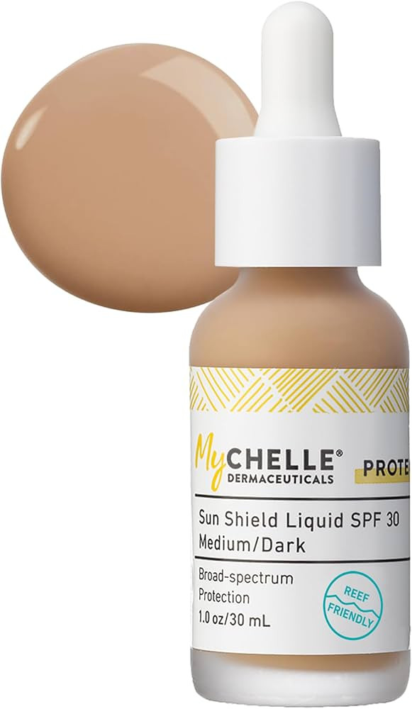 MyChelle Dermaceuticals, Sun Shield Liquid SPF 30 Medium/Dark (1 Fl Oz) - Tinted Sunscreen for Al... | Amazon (US)