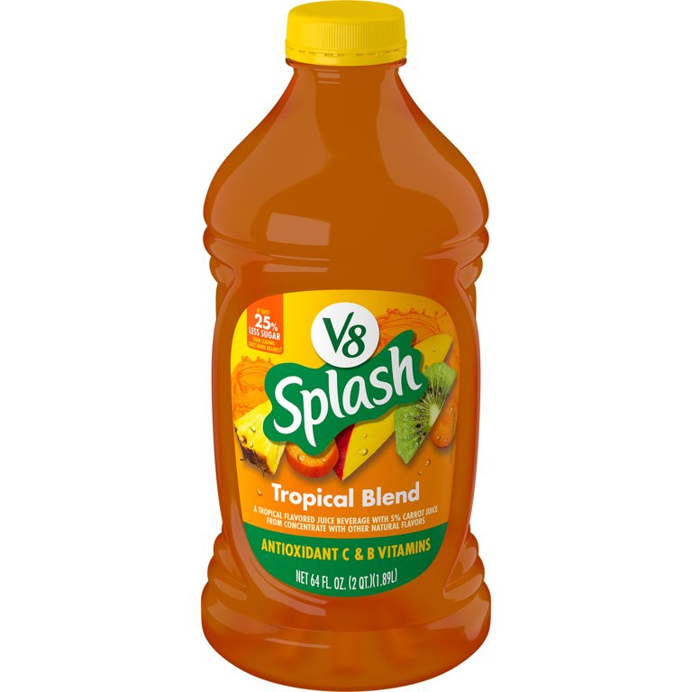 V8 Splash Tropical Fruit Blend Juice Beverage, 64 FL OZ Bottle - Walmart.com | Walmart (US)