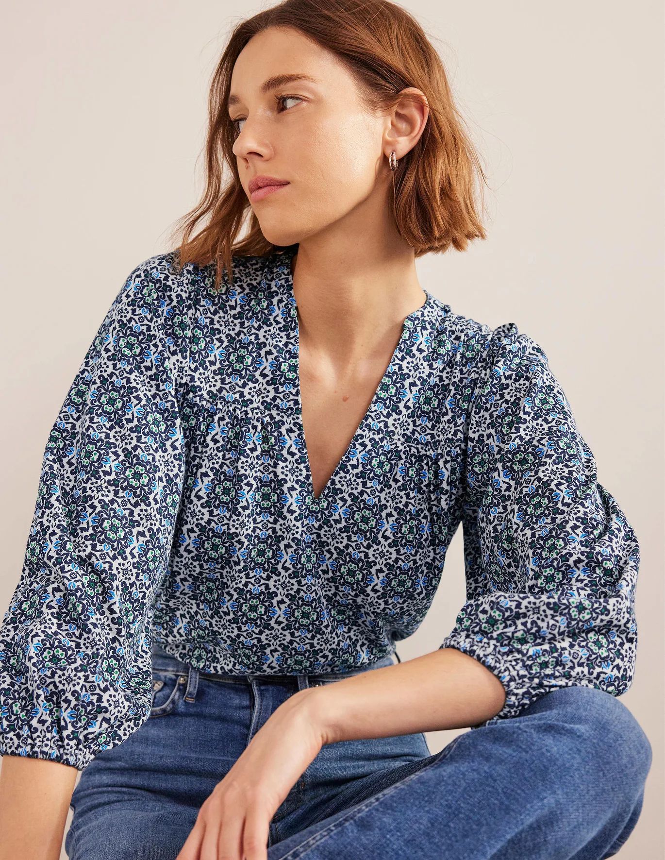 Printed Notch Neck Top | Boden (US)