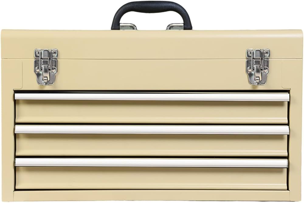 BIG RED ANTBD133-XY Torin 20" Portable 3 Drawer Steel Tool Box with Metal Latch Closure, Yellow | Amazon (US)