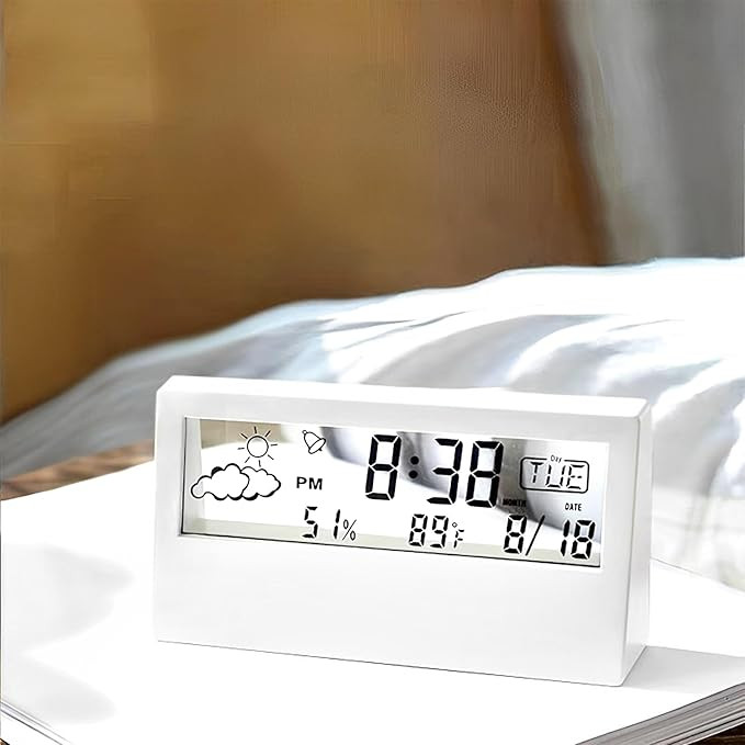 Digital Alarm Clock,Transparent Modern Design, Temperature, Humidity, Snooze, Aesthetic Home & Of... | Amazon (US)
