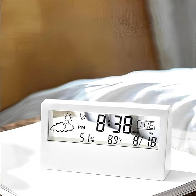 Digital Alarm Clock,Transparent Modern Design, Temperature, Humidity, Snooze, Aesthetic Home & Of... | Amazon (US)