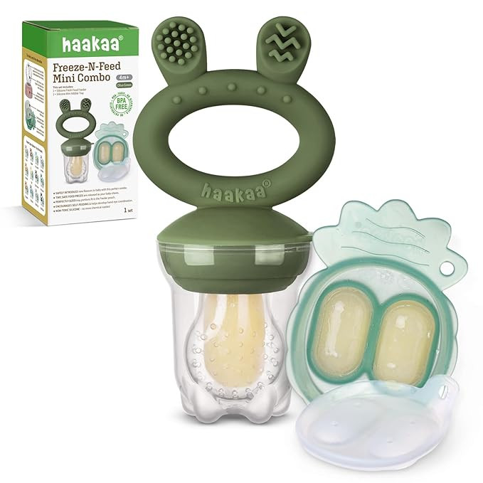 Haakaa Baby Fruit Food Feeder & Mini Freezer Nibble Tray Combo, Breastmilk Popsicle Molds for Bab... | Amazon (US)