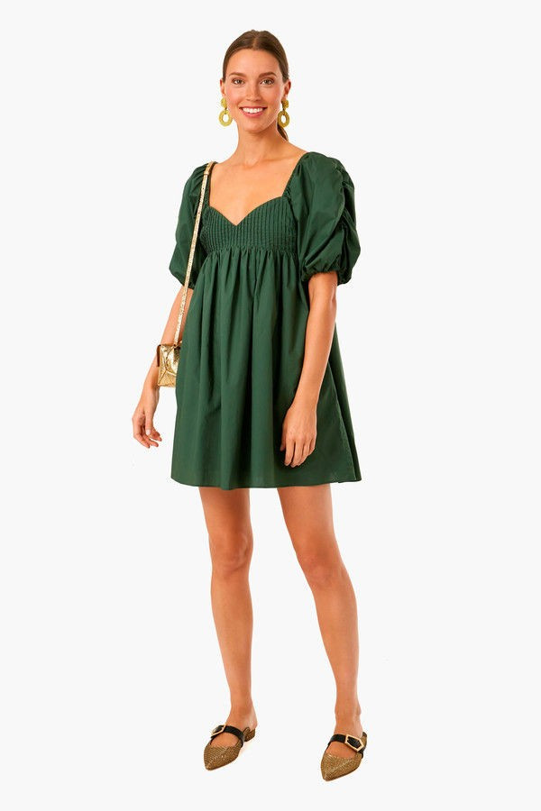 Emerald Puff Sleeve Sasha Mini Dress | Tuckernuck (US)