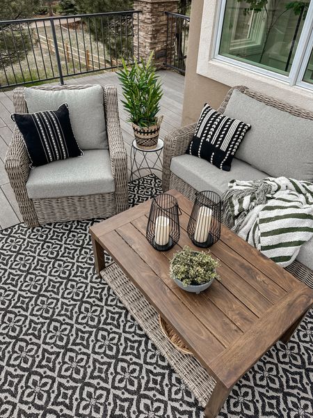 Walmart best-selling patio set and area rug. This rug is $89 and such a great outdoor rug!! 

Summer patio, deck, outdoor decor 

@walmart #walmartpartner #walmarthome

#LTKSaleAlert #LTKHome #LTKSeasonal