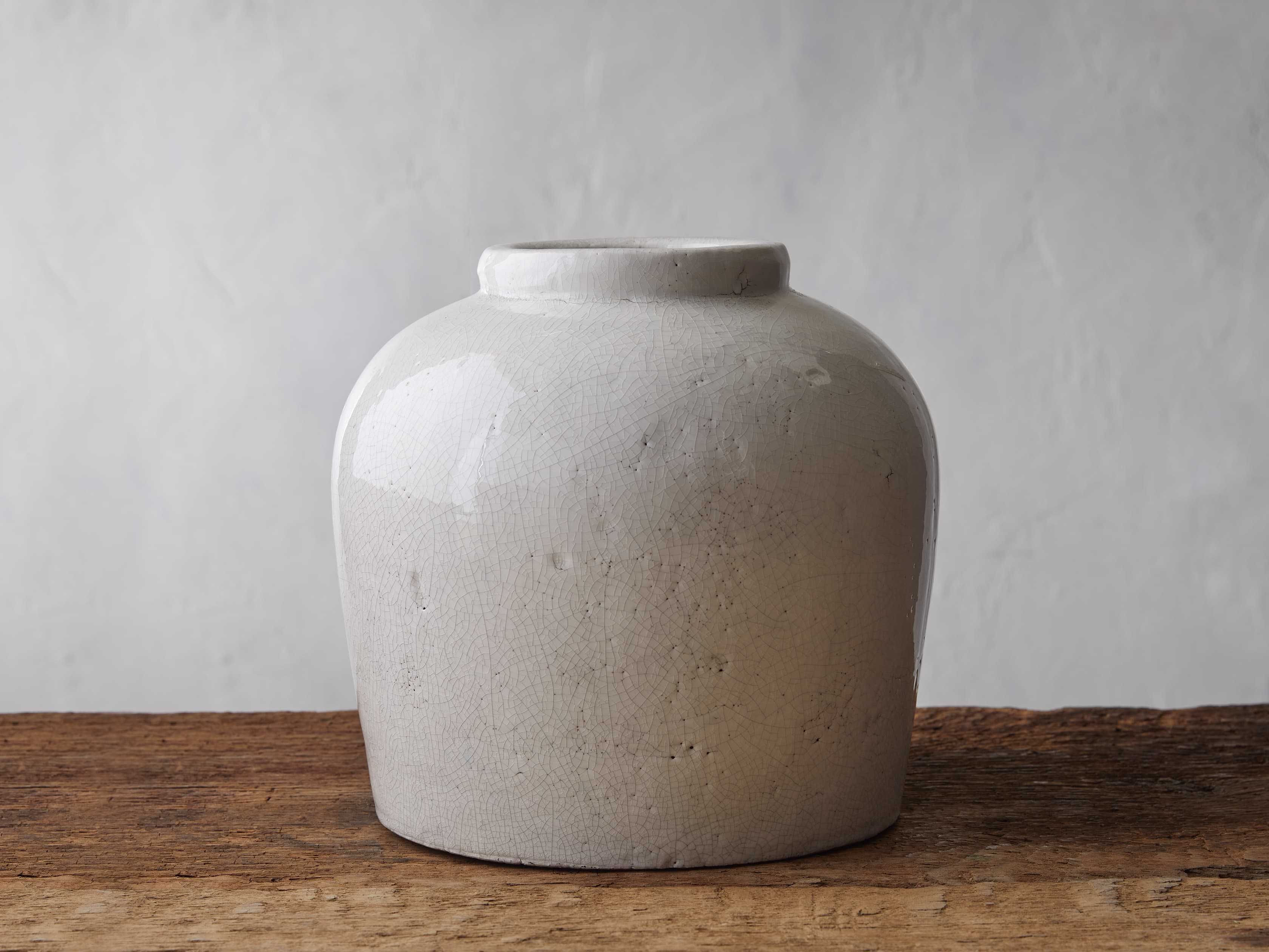 Santorini Low Vase in White | Arhaus