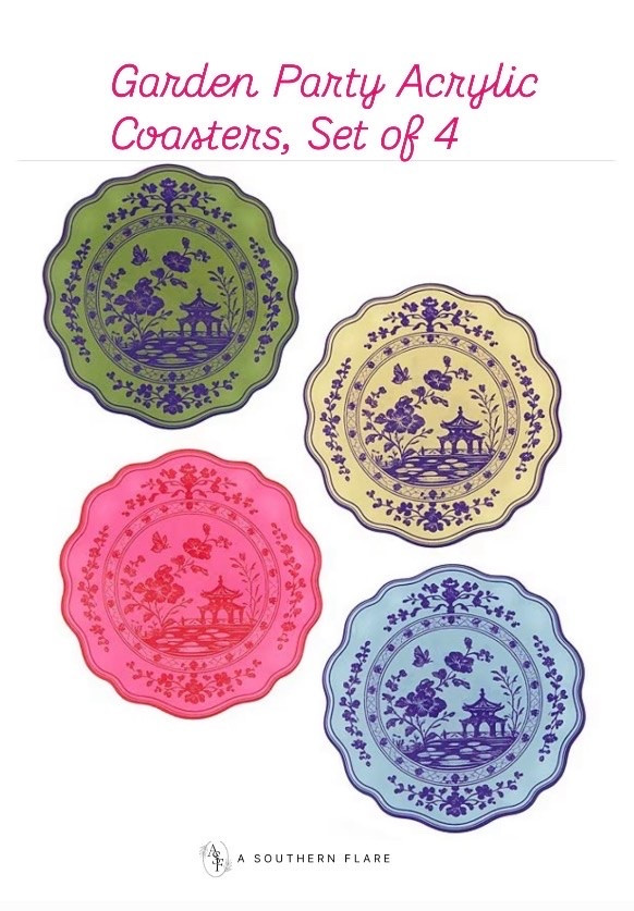 Garden Party Acrylic Coasters, Set of 4/ home Decor/ gift ideas
