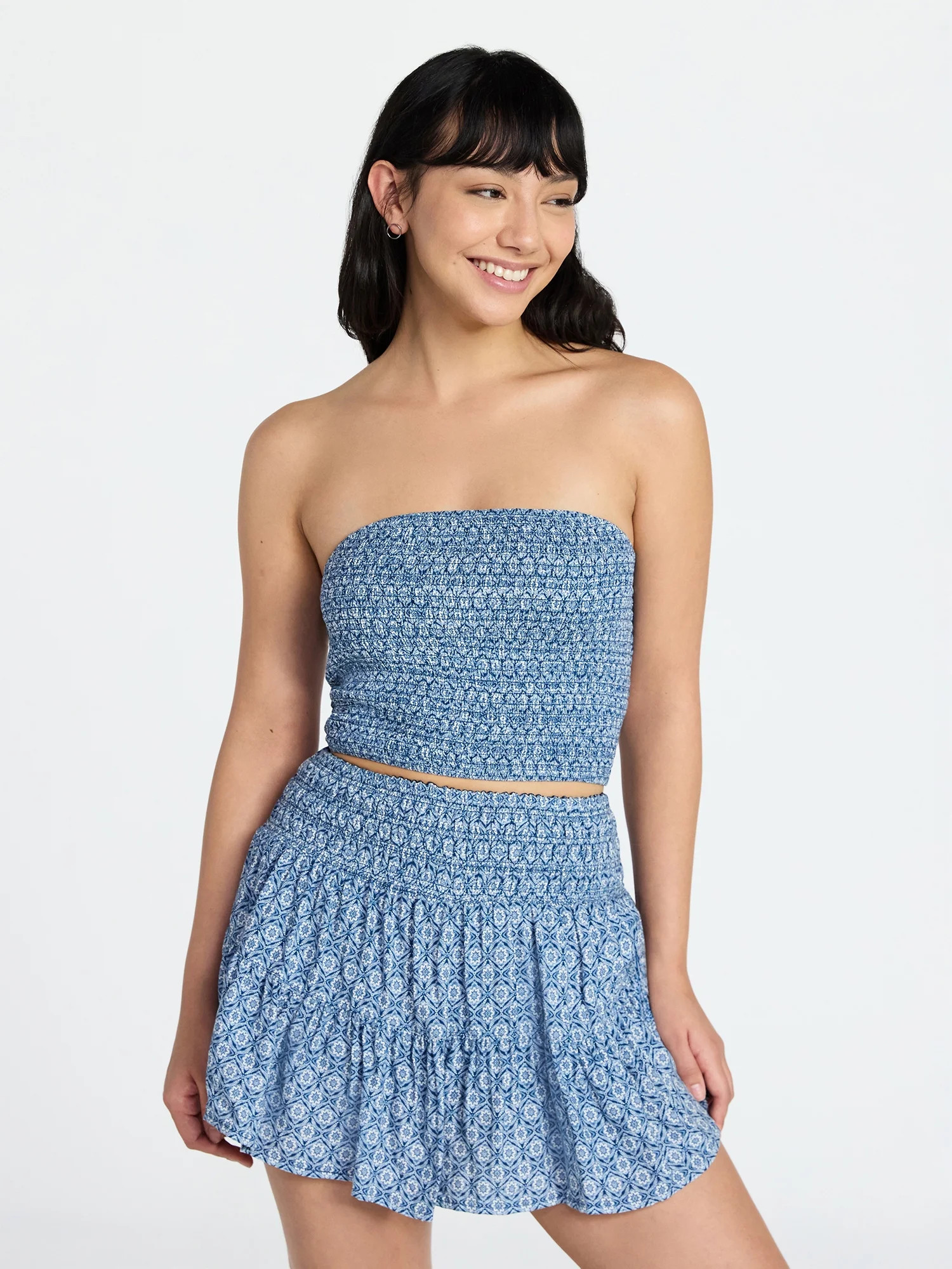 No Boundaries Strapless Top and Skirt Set, 2-Piece, Women's XXS-XXL | Walmart (US)