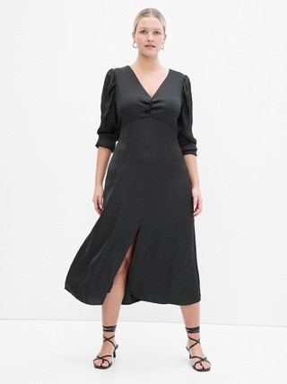 Puff Sleeve Satin Midi Dress | Gap (US)