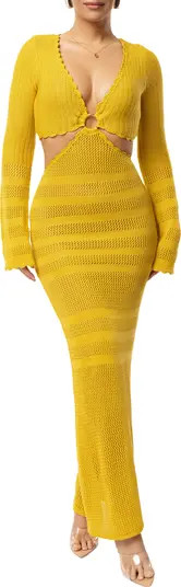 Blossom Haven Open Stitch Long Sleeve Knit Maxi Dress | Nordstrom