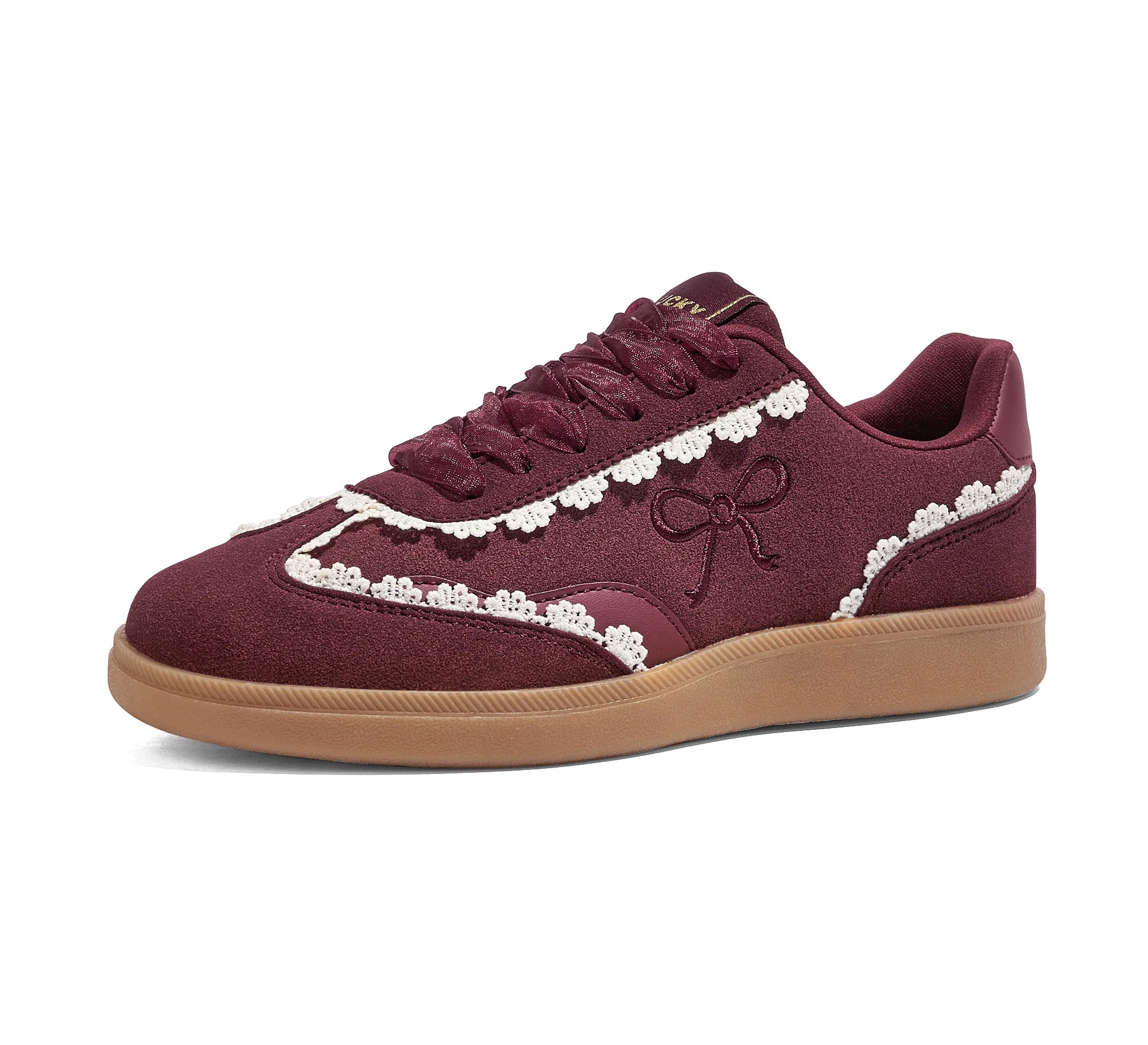 LUCKY STEP Womens Fashion Sneakers with Bow Detail Comfort Casual Shoes,Burgundy | Walmart (US)