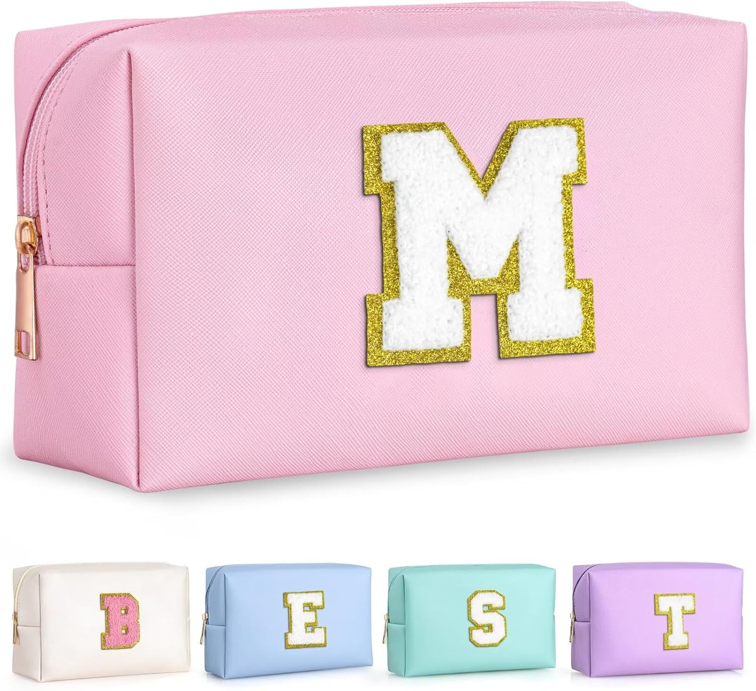 TOPEAST Monogrammed Gifts for Women, Preppy Makeup Bag Small Cosmetic Bag Travel Toiletry Bag, Pe... | Amazon (US)