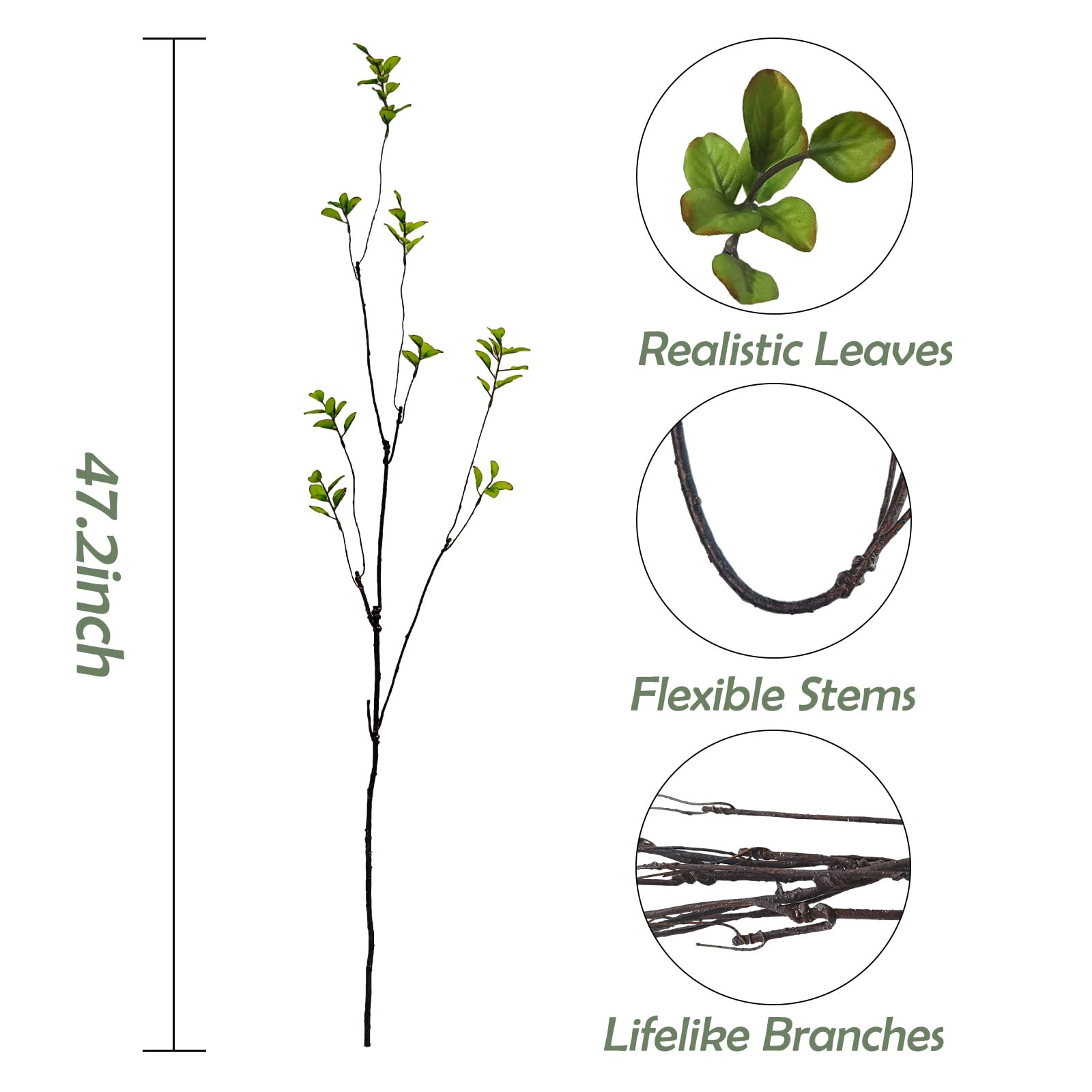 4 Pcs Artificial Ficus Branches Faux Eucalyptus Stems, 47.2 Inch Fake Greenery Stems Artificial P... | Amazon (US)