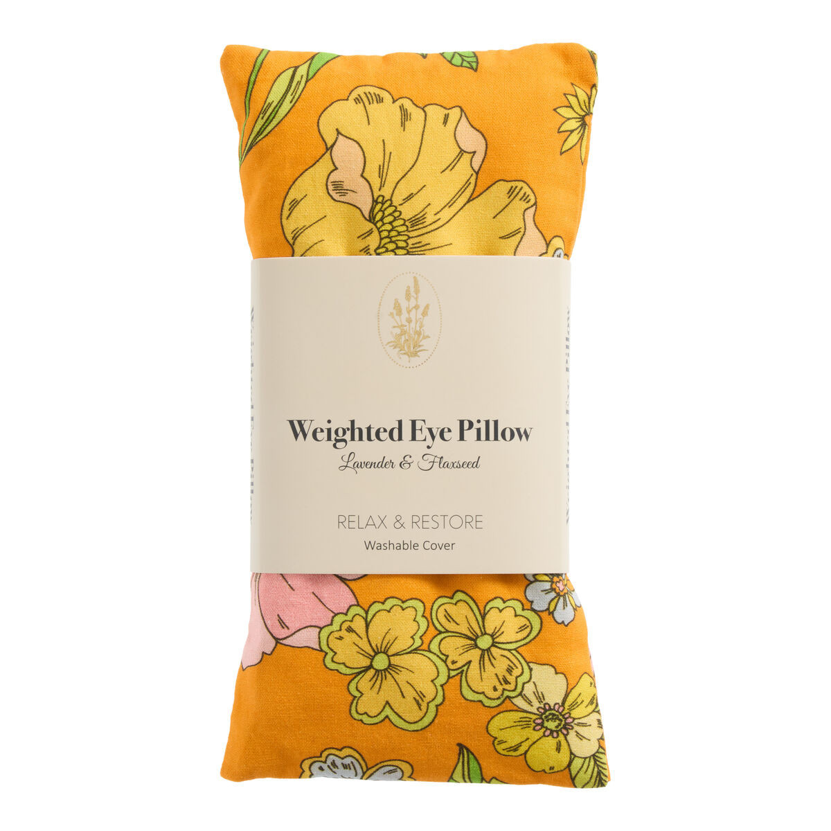 Orange Retro Floral Lavender and Flaxseed Eye Pillow by World Market | World Market