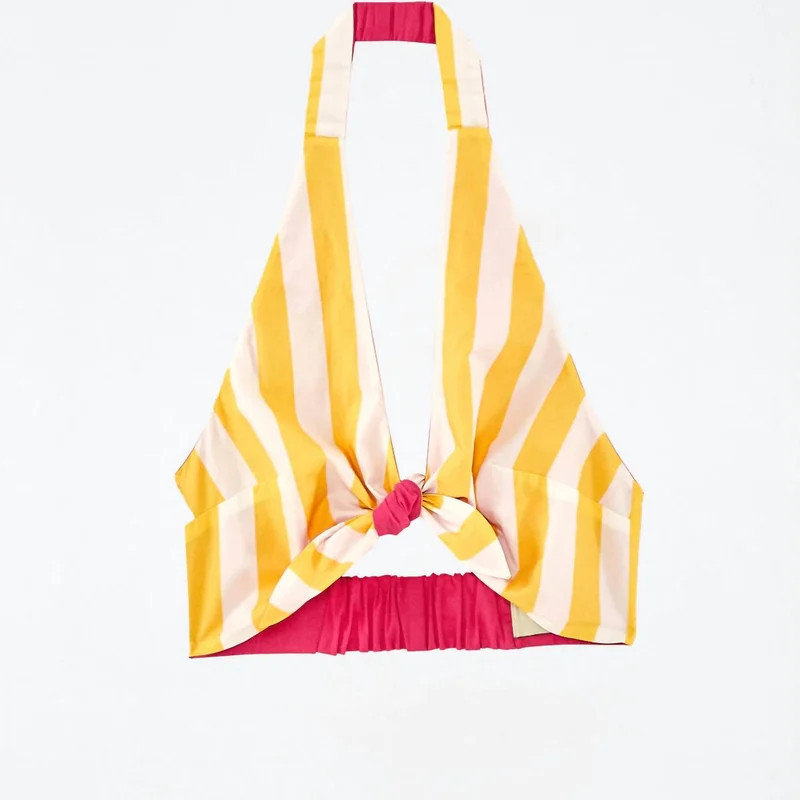FARM RIO Stripes Reversible Crop Top - Yellow | Verishop