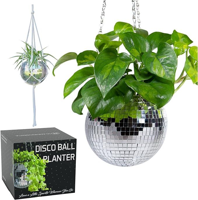 SCANDINORDICA Disco Ball Planter – Disco Ball Plant Hanger, Mirror Disco Planter with Chain and... | Amazon (US)