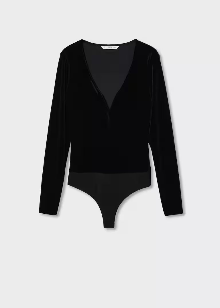 Bodysuit velvet sweetheart neckline -  Women | Mango United Kingdom | MANGO (UK)