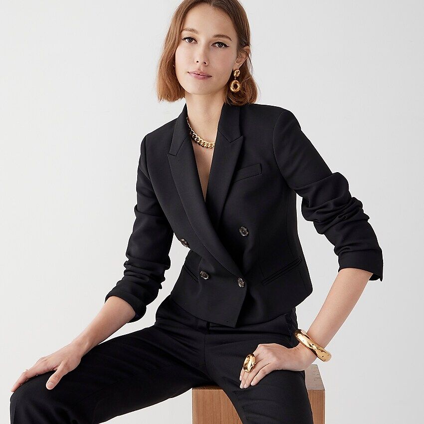 Cropped double-breasted blazer in four-season stretch | J.Crew US