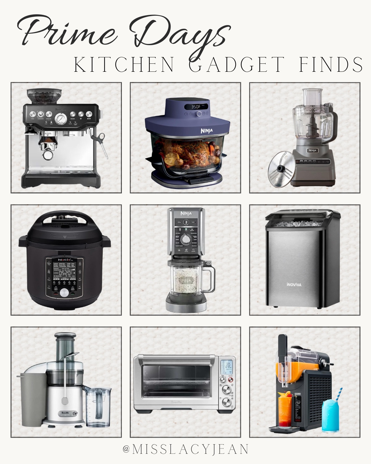 Prime day kitchen gadget deals include food processor, air fryer, espresso machine, instant pot, ninja Creami, ice maker, juicer, slushie maker, and toasted oven.

Prime day, kitchen deals, home deals, small appliance deals

#LTKHome #LTKSaleAlert #LTKfoodie