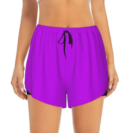 Running Shorts for Women - purple Athletic Workout Gym Yoga Shorts with Liner Pockets | Walmart (US)