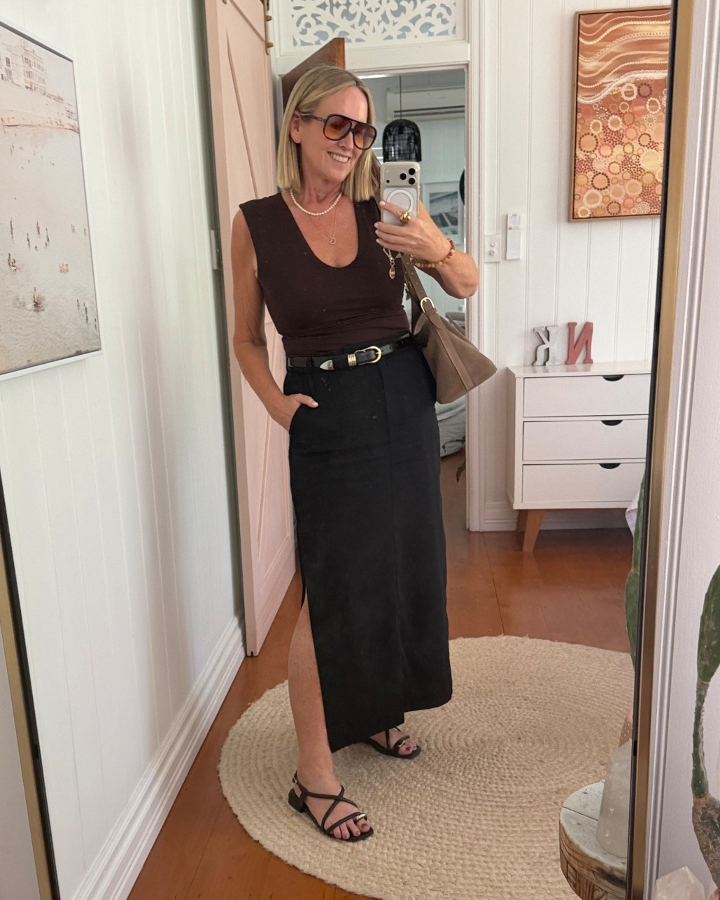 Skirt: St Agni still on sale (I’m in M) 
Cami: Motto lust cami (size 12)
Shoes: FRANKIE4 Anya 
Sunnies: Valley Bang Bang

#LTKover50style #LTKaustralia #LTKsummer