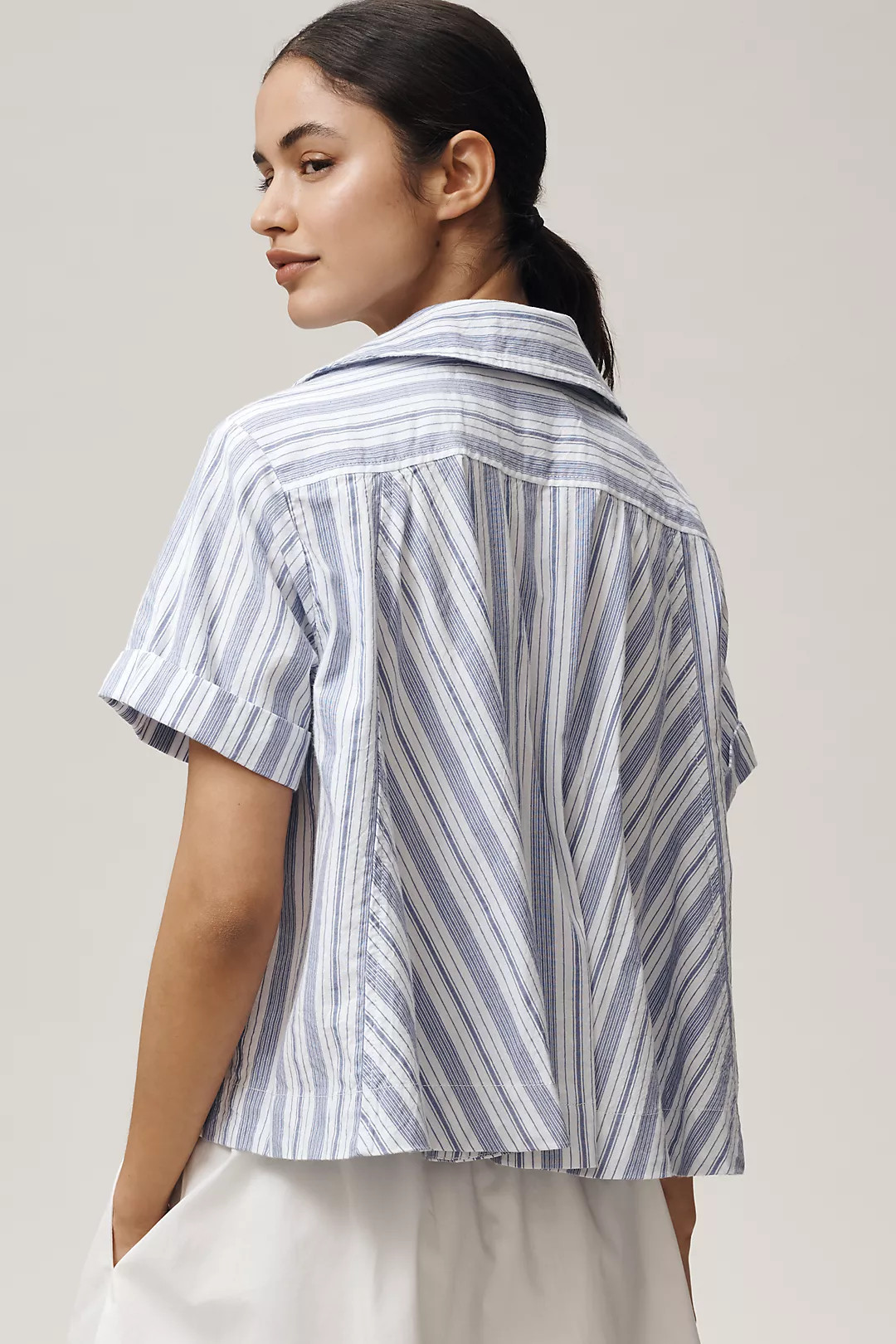 Maeve Short-Sleeve Swing Buttondown Top | Anthropologie (US)