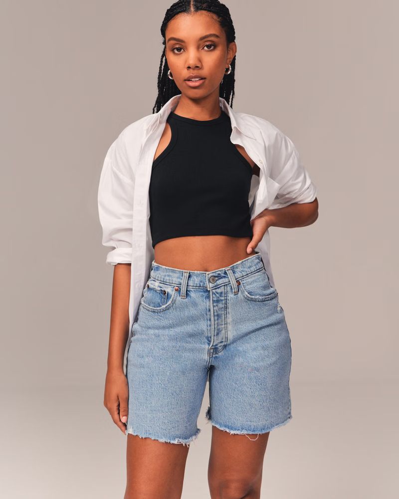 Women's Curve Love High Rise 7 Inch Dad Shorts | Women's New Arrivals | Abercrombie.com | Abercrombie & Fitch (US)