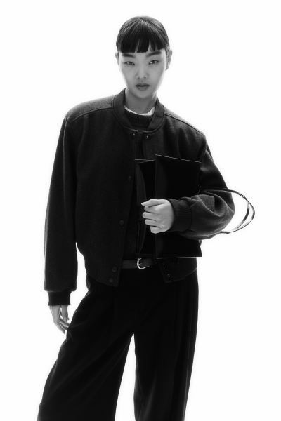 Felted Bomber Jacket - Dark gray - Ladies | H&M US | H&M (US + CA)