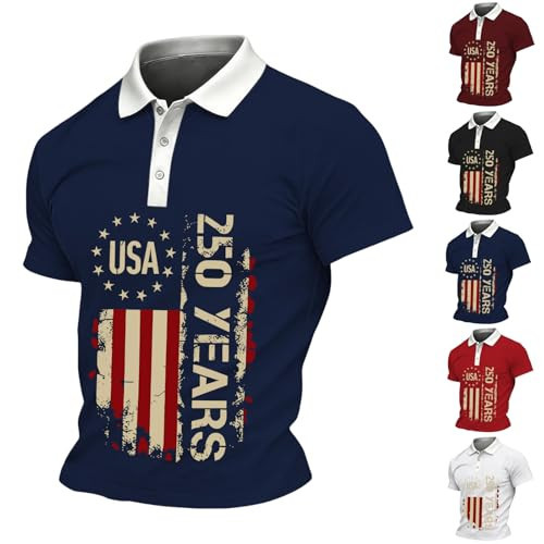4Th of July 250 Anniversary Shirts 250 Anniversary USA Polo Shirts Mens American Patriotic Flag Crewneck Pullover Button Down Tees Short Sleeve Loose Fit Plus Size T-Shirt 4th of July Tops | Amazon (US)