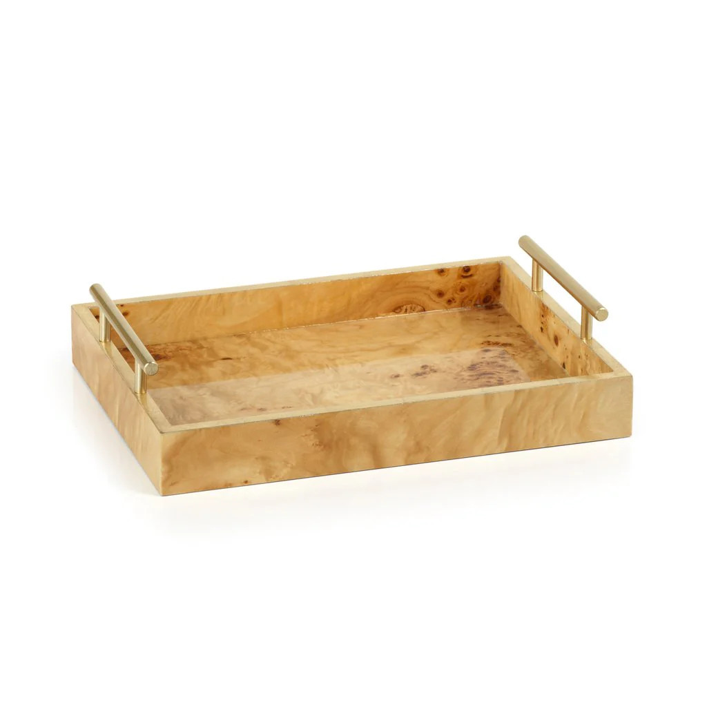 Medium Burl Wood Rectangular Tray | Megan Molten